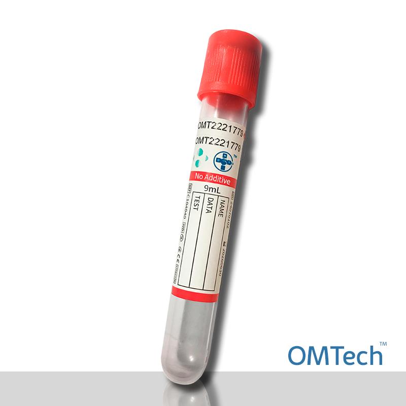 Пробірка Вакуумна для забору крові "OMTech", пуста, стерильна, з червоною кришкою, 9 мл, 16*100 мм RENJI MEDICAL